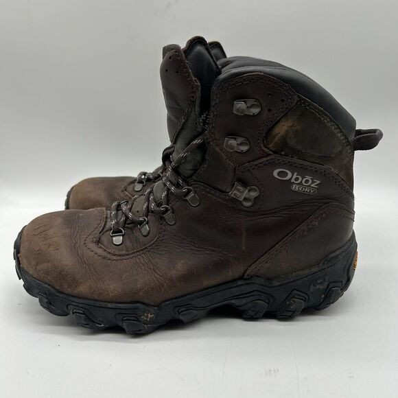 Oboz Yellowstone Premium WATERPROOF Brown Espresso Leather Hiking Boots Size W 8